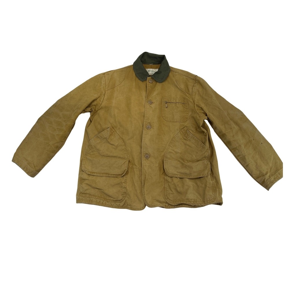 Vintage L.L. Bean 50s 60s Field Hunting Jacket Mens L Canvas Chore Script Tag
